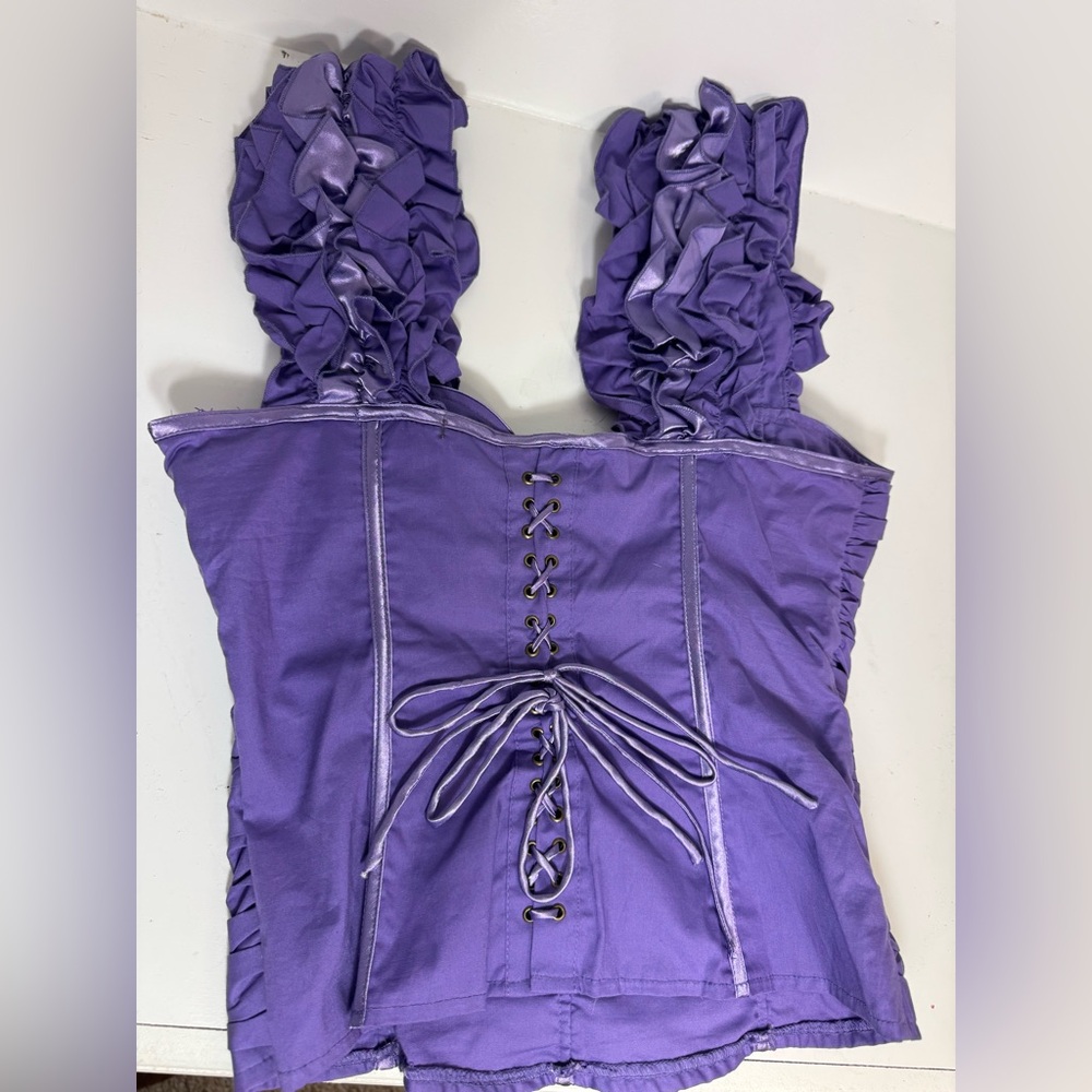 NWOT Purple Ruffled Women's Corset Top - Picture 9 of 16